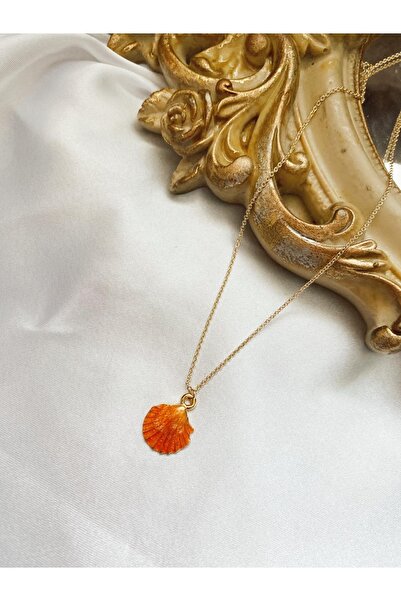 SWORDS CONCEPT Altın Kaplama Turuncu Deniz Kabuğu Kadın Kolye