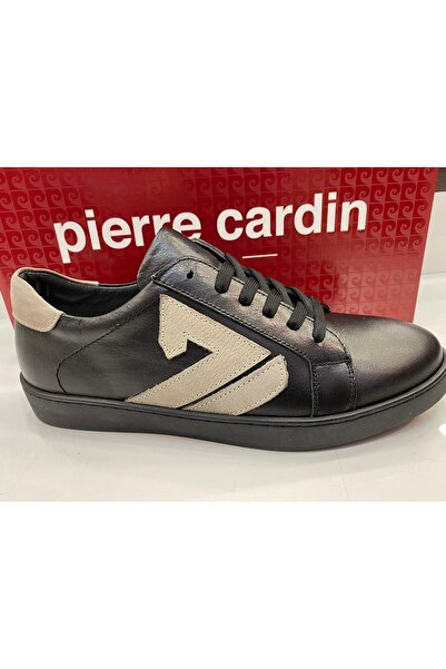 Pierre Cardin موديل حذاء يومي كاجوال من الجلد باللون الأسود يوفر المتانة والأ...
