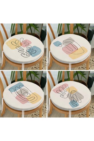 Realhomes Σετ 4 μοντέρνων μαξιλαριών καρέκλας με στρογγυλό φερμουάρ με σχέδιο...