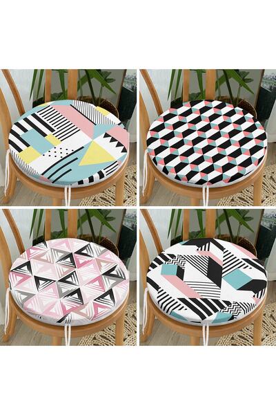 Realhomes Набір з 4 кольорових геометричних малюнків круглих подушок для стіл...