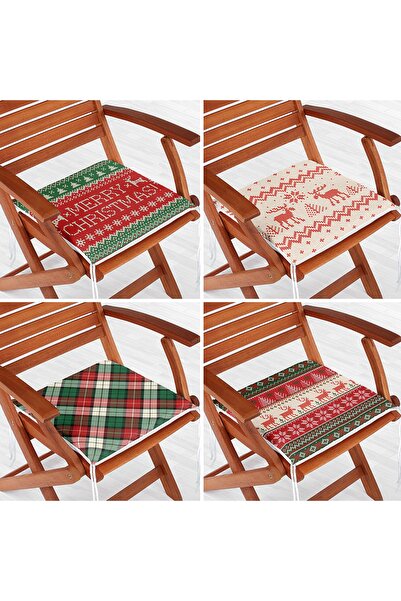 Realhomes Σετ 4 μαξιλαριών καρέκλας με φερμουάρ με θέμα ελάφια και καρό σε κό...