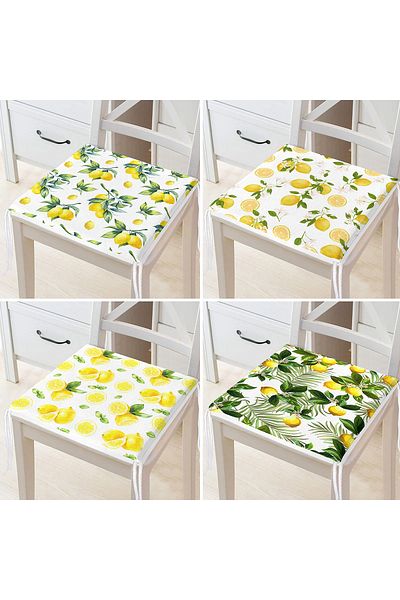 Realhomes Set de 4 perne pentru scaune cu fermoar cu design special tematice de lamaie