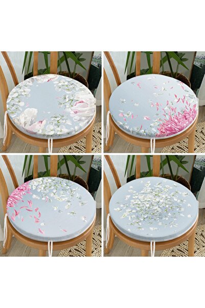 Realhomes Σετ 4 μοντέρνα στρογγυλά μαξιλάρια καρέκλας με φερμουάρ με μοτίβο φ...