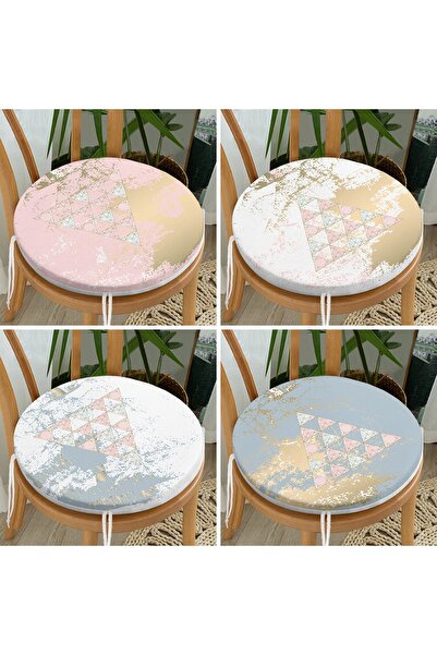 Realhomes Набір з 4 кольорових круглих стільців з геометричним малюнком на пі...