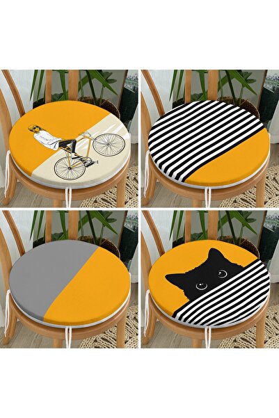 Realhomes Set de 4 perne galbene pentru scaune rotunde cu fermoar proiectate ...