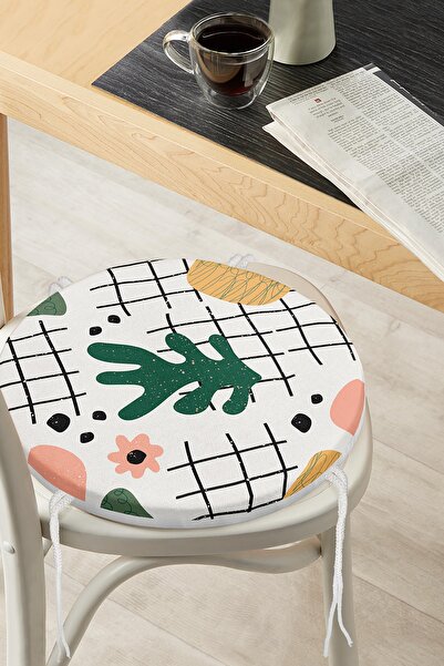 Realhomes Сучасна кругла подушка для стільця з цифровим принтом у вигляді лис...