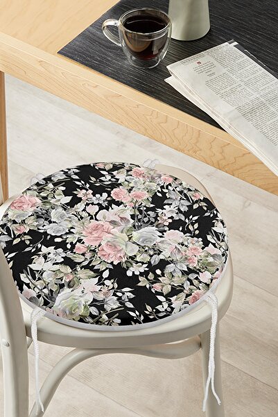 Realhomes Renkli Zemin Üzerinde Çiçek Desenli Dijital Baskılı Modern Yuvarlak...