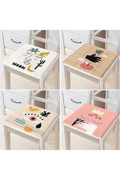 Realhomes Set de 4 perne pentru scaune cu fermoar cu design boem, cu motive minimale