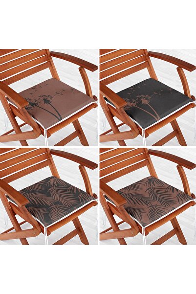 Realhomes Set de 4 perne pentru scaune cu fermoar cu desen cu frunze tropical...