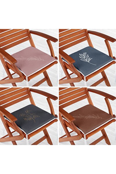 Realhomes Набір з 4-х сучасних стільцевих подушок з малюнком листя на кольоро...