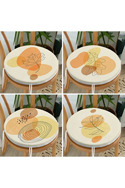 Realhomes 4'lü Renkli Zemin Üzerinde Onedraw Çizimli Modern Yuvarlak Fermuarl...