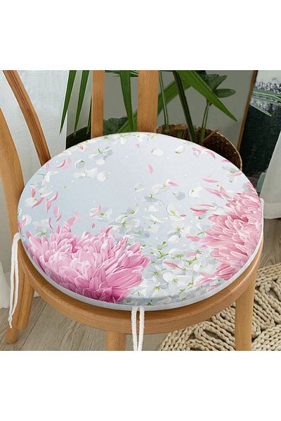 Realhomes Floare de hortensie colorată, imprimată digitală, pernă rotundă modernă pentru scaun, cu fermoar, cu podea pastel