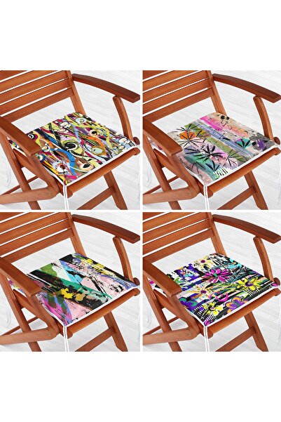 Realhomes Набір з 4-х подушок для стільців з геометричним візерунком, на блис...