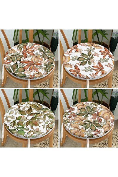 Realhomes Σετ 4 μοντέρνα στρογγυλά μαξιλάρια καρέκλας με φερμουάρ με μοτίβο φ...