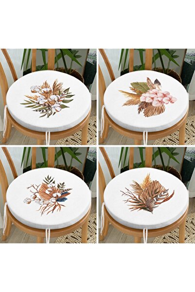 Realhomes Набір з 4 круглих стільцевих подушок з застібкою-блискавкою з мотив...