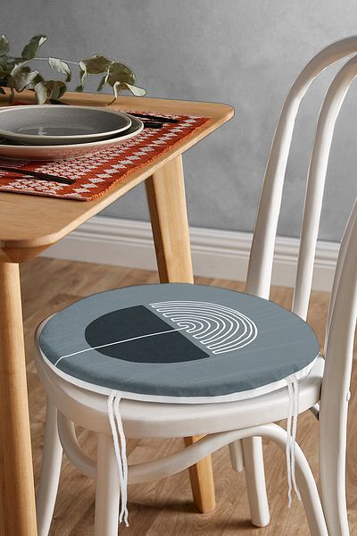 Realhomes Digital Printed Round Zippered Chair Cushion with Abstract Style Onedraw Drawing