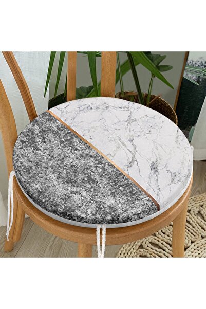 Realhomes Чорно-білий мармуровий дизайн цифрового друку круглий чохол для сті...