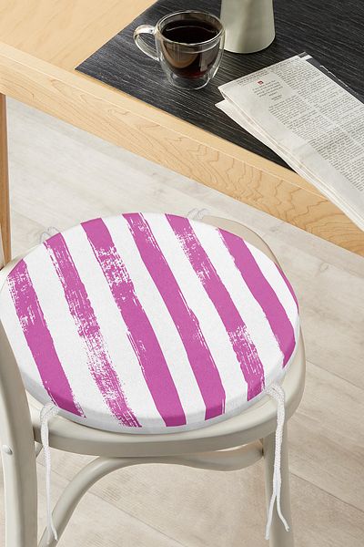 Realhomes Modern Round Zippered Chair Cushion with Purple Striped Motif