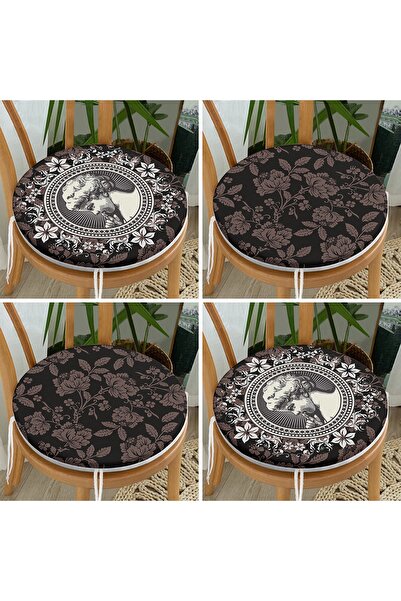 Realhomes Набір з 4 темних стільців з етнічним дизайном, цифровим принтом та ...