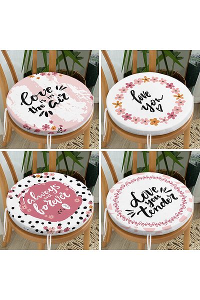 Realhomes 4-Piece Valentine's Day Concept Special Design Modern Combination Round Zipper Chair Cushion Set
