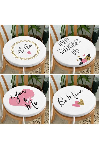 Realhomes 4-Piece Valentine's Day Concept Special Design Modern Combination Round Zipper Chair Cushion Set
