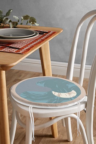 Realhomes Antique Patterned Digital Printed Modern Round Zippered Chair Cushion on Pastel Floor