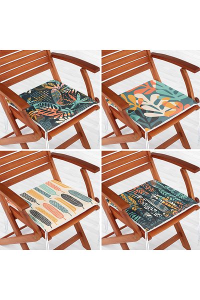 Realhomes Set of 4 Colorful Tropical Leaves Special Design Zippered Chair Cushions