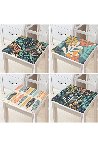 Realhomes Set of 4 Colorful Tropical Leaves Special Design Zippered Chair Cushions