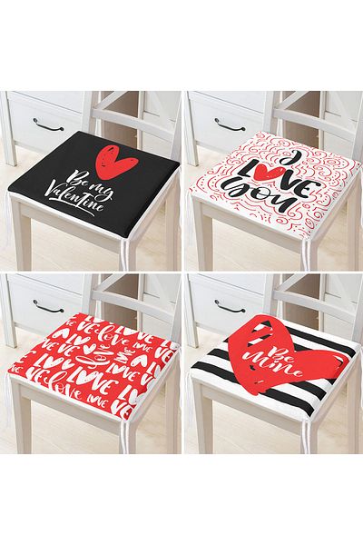 Realhomes 4-Piece Valentine's Day Concept Special Design Modern Combination Zippered Chair Cushion Set
