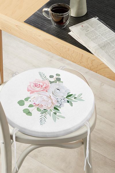 Realhomes Special Design Flower Themed Digital Printed Round Zippered Chair Cushion