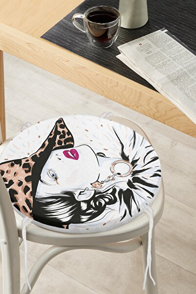 Realhomes Fashion Girl Perna scaun rotundă cu fermoar cu model și pălărie