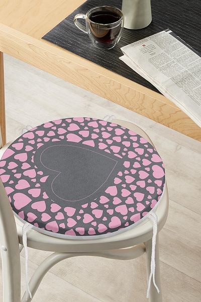 Realhomes Valentine's Day Themed Special Design Digital Printed Modern Round Zippered Chair Cushion