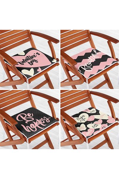 Realhomes 4-Piece Valentine's Day Concept Special Design Modern Combination Zippered Chair Cushion Set
