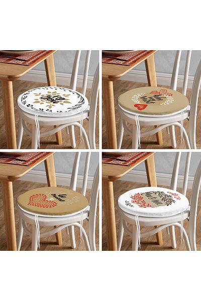 Realhomes 4-Piece Valentine's Day Concept Special Design Modern Combination Round Zipper Chair Cushion Set