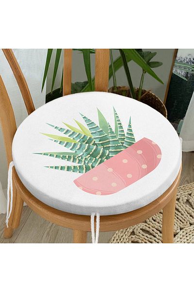 Realhomes Cactus Special Designed Digital Printed Round Zippered Chair Cushion
