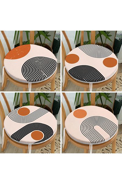 Realhomes 4-Piece Minimalist Design Modern Round Zippered Chair Cushion Set