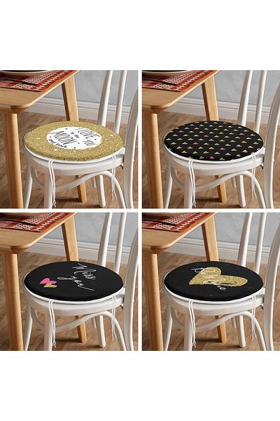 Realhomes 4-Piece Valentine's Day Concept Special Design Modern Combination Round Zipper Chair Cushion Set