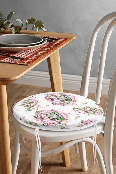 Realhomes Flower Bundles Custom Design Digital Printed Round Zippered Chair Cushion