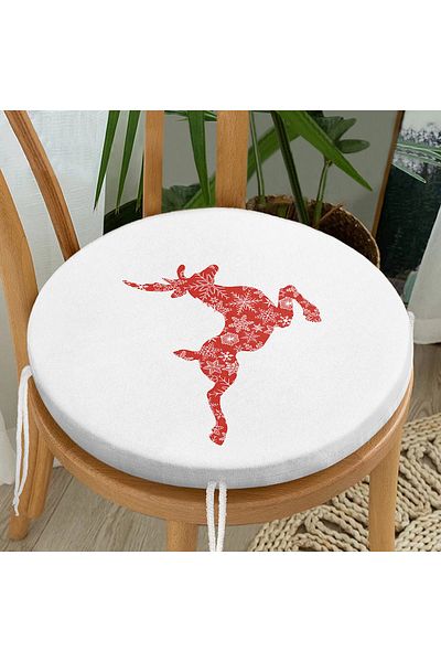 Realhomes Digital Printed Modern Round Zippered Chair Cushion with Deer Motif Special Design