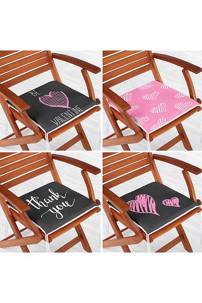 Realhomes 4-Piece Valentine's Day Concept Special Design Modern Combination Zippered Chair Cushion Set