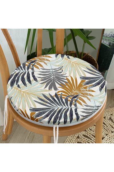 Realhomes Коричнево-сіра кругла подушка для стільця з блискавкою та візерунко...