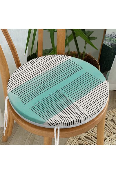 Realhomes Digital Printed Modern Round Zippered Chair Cushion with Abstract Style Onedraw Drawing