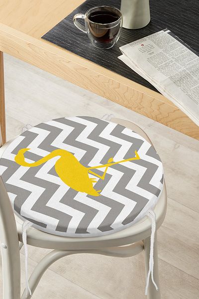 Realhomes Flamingo Patterned Round Zippered Chair Cushion