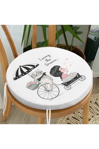 Realhomes Fashion Girl Цифровий друк Сучасна кругла подушка для стільця на бл...