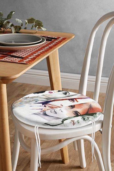 Realhomes Fashion Womens Digital Printed Round Zippered Chair Cushion