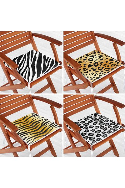 Realhomes Set de 4 perne pentru scaune cu fermoar cu design special cu motiv zebră