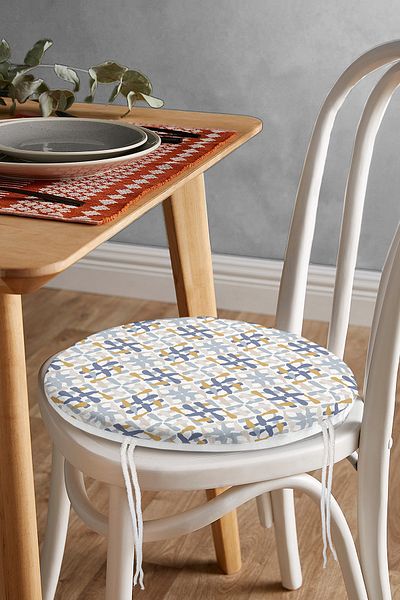 Realhomes Colorful Special Design Digital Printed Round Zippered Chair Cushion with Geometric Drawings