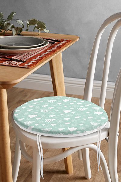 Realhomes Digital Printed Modern Round Zippered Chair Cushion with Pine Tree Pattern on Colorful Floor