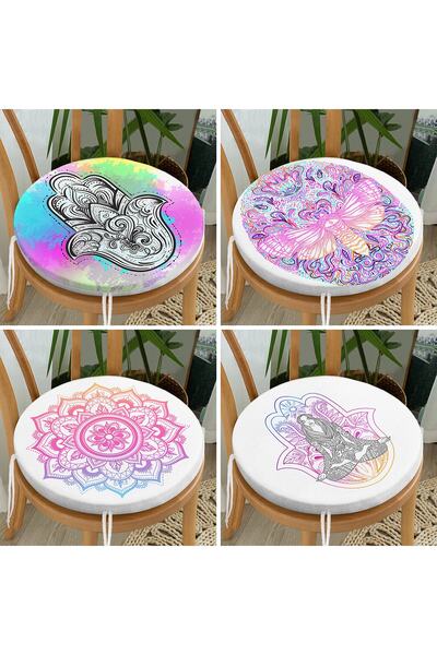 Realhomes 4-х частинний набір круглих подушок для стільців з застібкою-блиска...