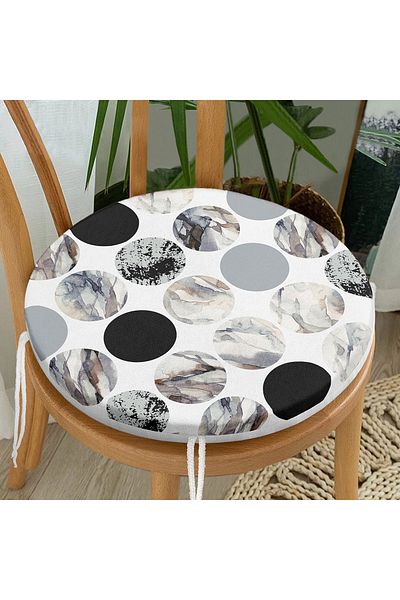 Realhomes Round Patterned Modern Digital Printed Round Zippered Chair Cushion